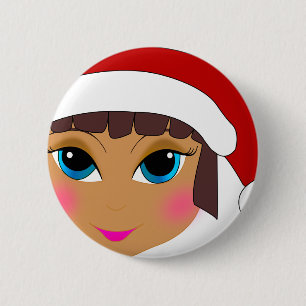 Anime Girl mit Santa's Hat Button