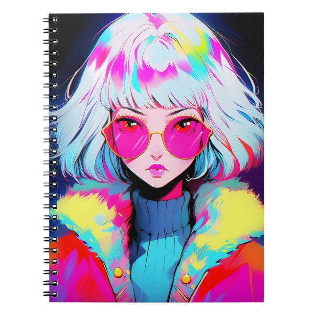 Anime Girl Moderne Kunst Notizblock (Vorderseite)