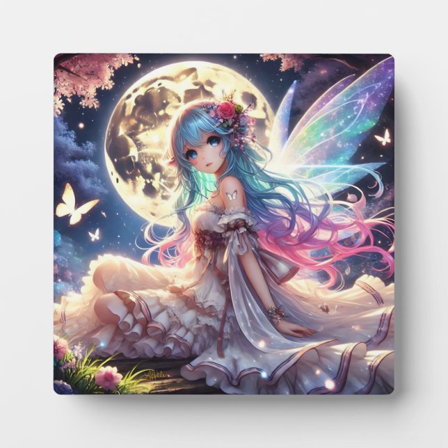 Anime Girl Moon Fairy Princess in Garden Fotoplatte (Vorderseite)