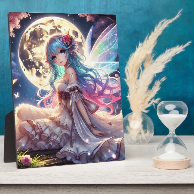 Anime Girl Moon Fairy Princess in Garden Fotoplatte (Seite)