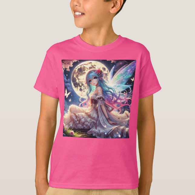 Anime Girl Moon Fairy Princess in Garden T-Shirt (Vorderseite)