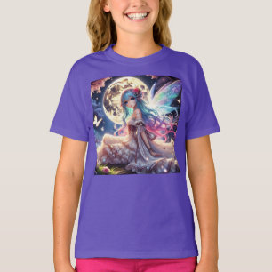 Anime Girl Moon Fairy Princess in Garden T-Shirt