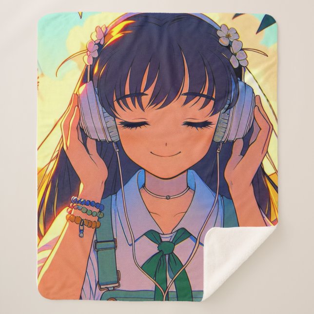 Anime Girl - Musik hören Sherpadecke (Vorderseite)