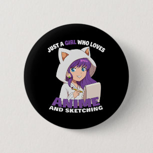 Anime Girl nur ein Mädchen, das Anime und Sketchi Button