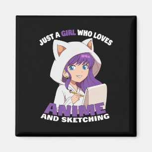 Anime Girl nur ein Mädchen, das Anime und Sketchi  Magnet