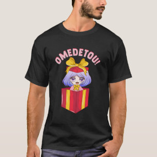 Anime Girl Omedetou Theme Happy Birthday T-Shirt