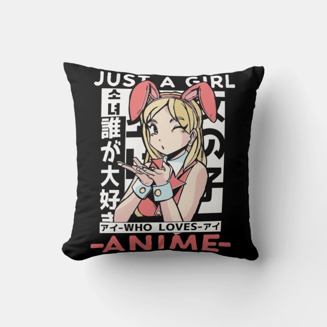 Anime Girl Otaku Teen Japanischer Comic Fan Kissen (Vorderseite)