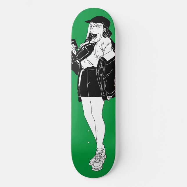 Anime Girl Out on Town Skateboard Deck (Vorderseite)
