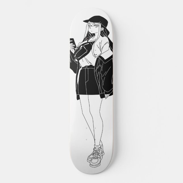 Anime Girl Out on Town Skateboard Deck (Vorderseite)