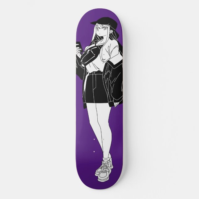 Anime Girl Out on Town Skateboard Deck (Vorderseite)
