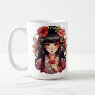 Anime Girl Pink-Blume Kaffeetasse
