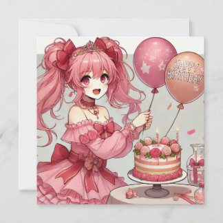 Anime girl Pink Geburtstag Einladung