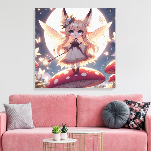 Anime Girl Pixie Hippie Moon Fairy Leinwanddruck (Insitu (Wohnzimmer))