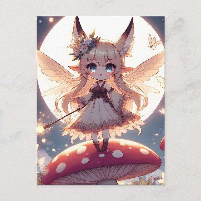 Anime Girl Pixie Hippie Moon Fairy Postkarte (Vorderseite)
