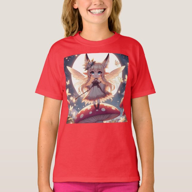 Anime Girl Pixie Hippie Moon Fairy T-Shirt (Vorderseite)