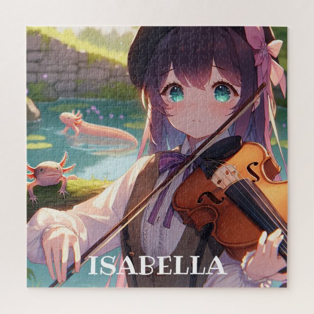 Anime Girl Playing Violine Personalisiert (Vertikal)