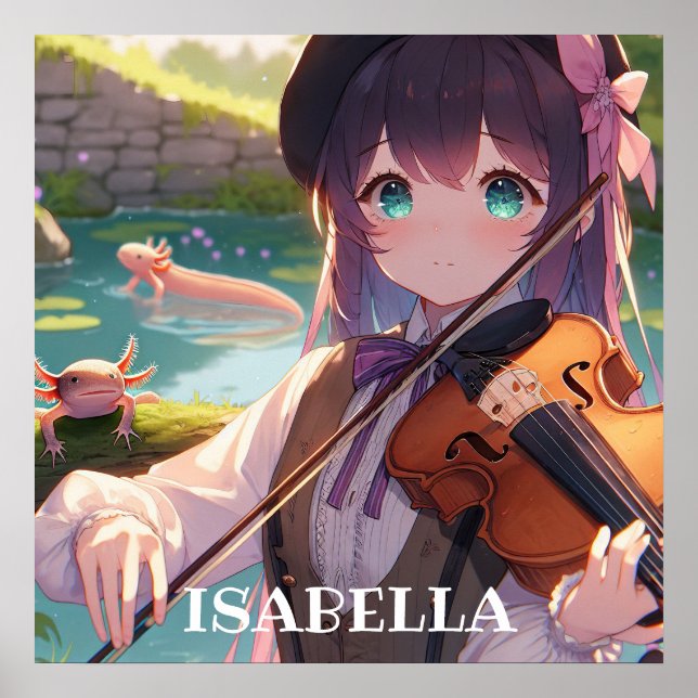 Anime Girl Playing Violine Personalisiert Poster (Vorne)