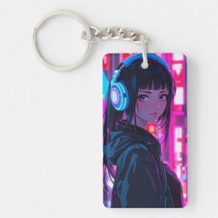 Anime Girl portant un casque dans Cyberpunk Style 