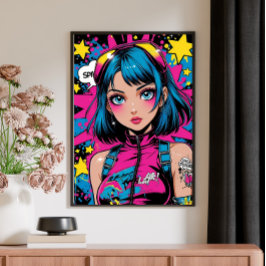 Anime Girl Poster Moderner Pop Art Style Wall Deko