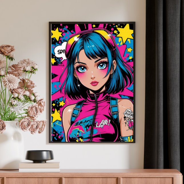 Anime Girl Poster Moderner Pop Art Style Wall Deko (Von Creator hochgeladen)