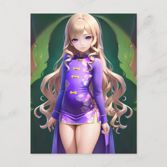 Anime Girl Postkarte (Vorderseite)