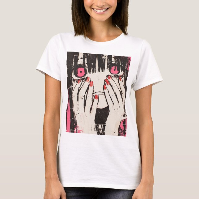 Anime Girl Printed T Shirt (Vorderseite)