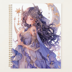 Anime Girl Purple Moon Princess Imaginaire Art