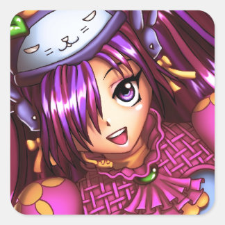 Anime Girl Quadratischer Aufkleber