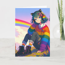 Anime Girl Rainbow Sweater Personalisiert Geburtst