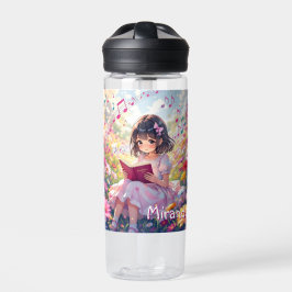 Anime Girl Reading Personalized  Trinkflasche