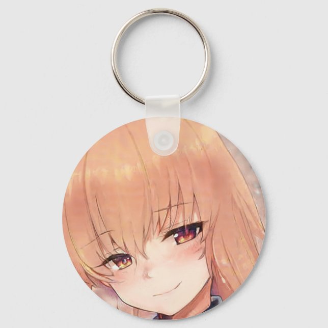 Anime Girl Rothead Ingwer wissend Lächeln amber Schlüsselanhänger (Vorderseite)