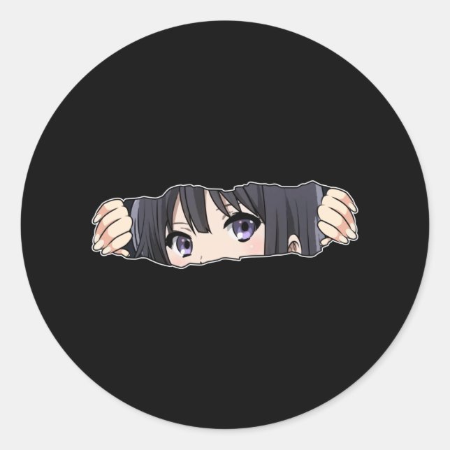 Anime Girl Runder Aufkleber (Vorderseite)