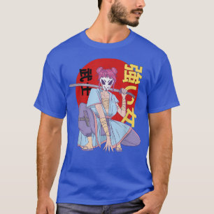 Anime Girl Samurai Masask Japanisch Kunstästhetisc T-Shirt