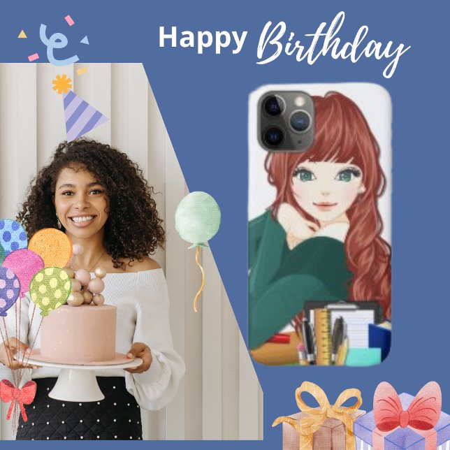 Anime Girl School Supplies Plate Case-Mate iPhone Hülle (Von Creator hochgeladen)