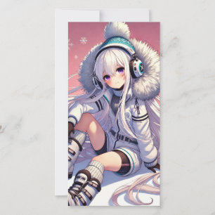 Anime girl Ski Card