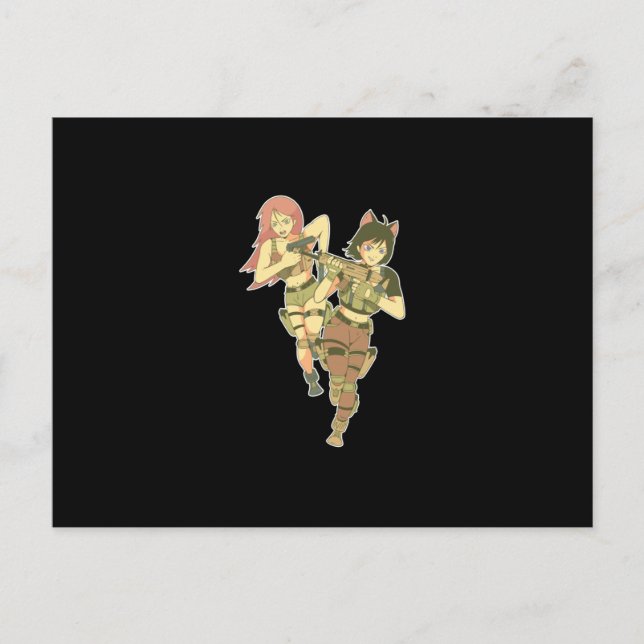Anime Girl Soldiers Postkarte (Vorderseite)