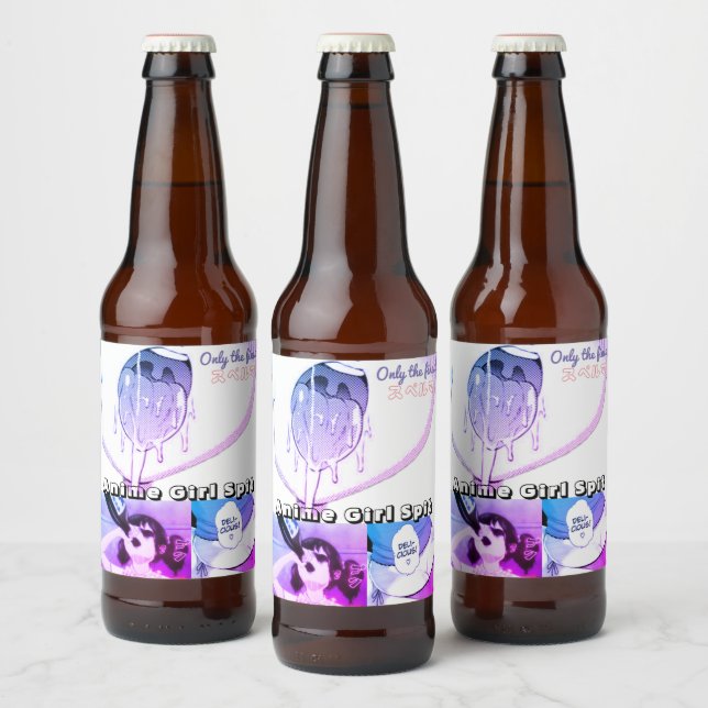 Anime Girl Spit Drink Label Bierflaschenetikett (Flaschen)