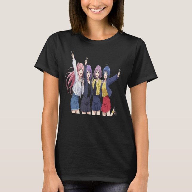 Anime Girl Squad Peace Sign T-Shirt (Devant)