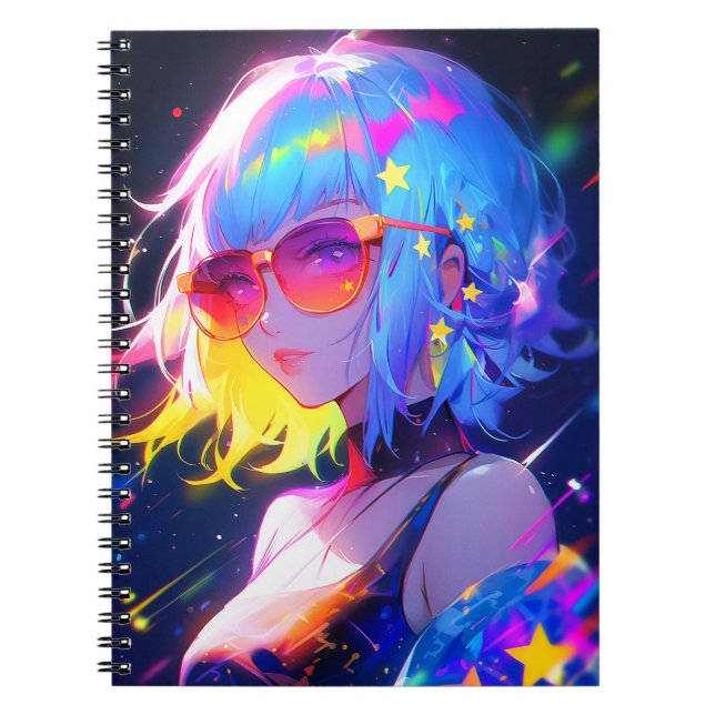 Anime Girl Stars Notizblock (Vorderseite)