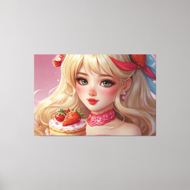 Anime Girl Stretched Canvas Print Leinwanddruck (Vorderseite)
