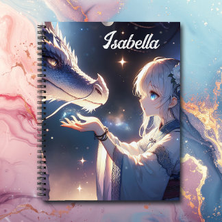 Anime Girl und ihr Drache Mystical Personalisiert Notizbuch
