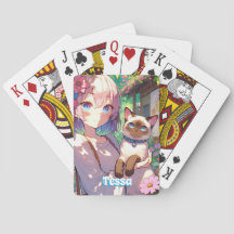 Anime Girl und Siamese Cat