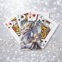 Anime Girl und White and Gold Dragon Mit Monogramm