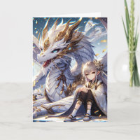 Anime Girl und White and Gold Dragon zum Geburtsta