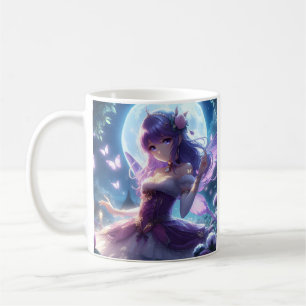 Anime Girl Violet Butterfly Wing Moon Fairy Kaffeetasse