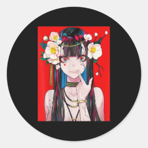 Anime Girl Waifu Japanisch Ästhetik Kawaii Otaku Runder Aufkleber