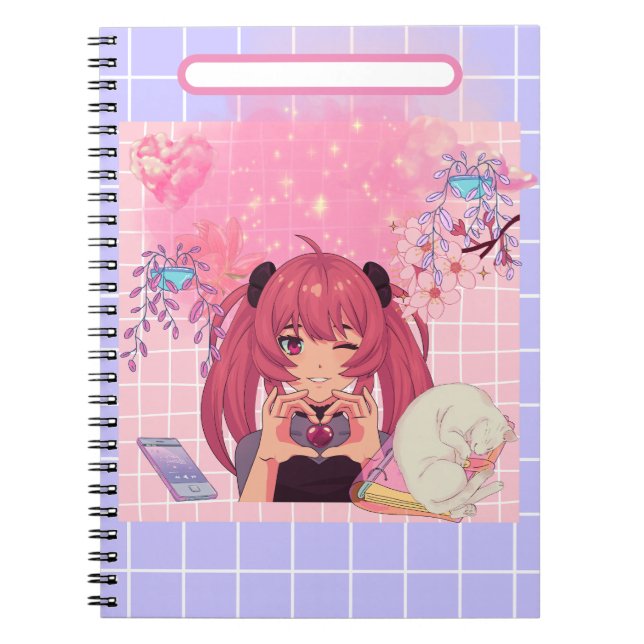 Anime Girl zeigt Liebe Notizblock (Vorderseite)