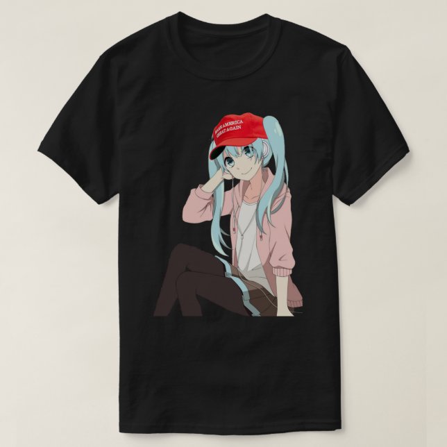 Anime Girls für Trump Waifu MEME-Aufkleber T-Shirt (Design vorne)