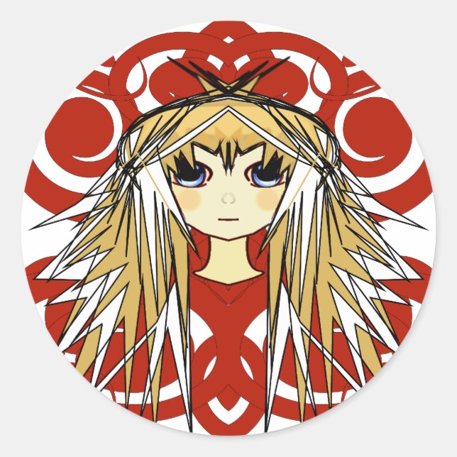 Anime Girls Geschenke Runder Aufkleber (Vorderseite)