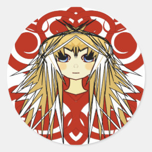 Anime Girls Geschenke Runder Aufkleber